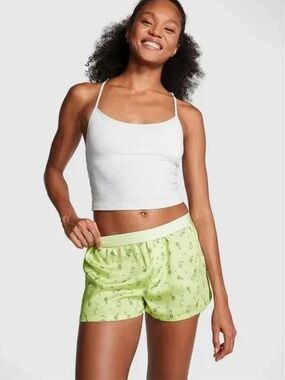 PINK VS Satin Lime Boxer Shorts Dog Playing Tennis Pickle Ball